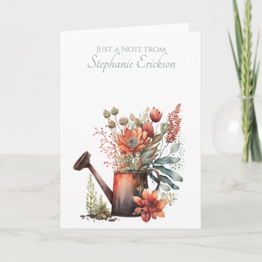 Watercolor Floral Watering Can, Rustic Botanical (Devant)