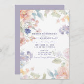 Watercolor Floral Wedding Invitation  (Devant / Derrière)