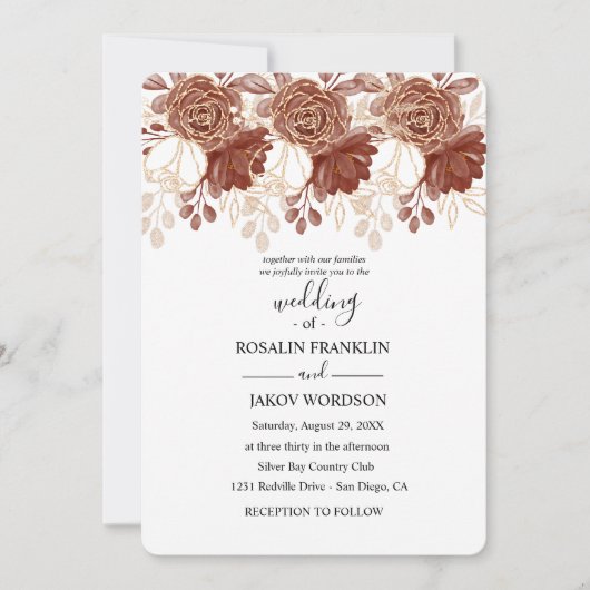 watercolor floral wedding Invitation (Devant)