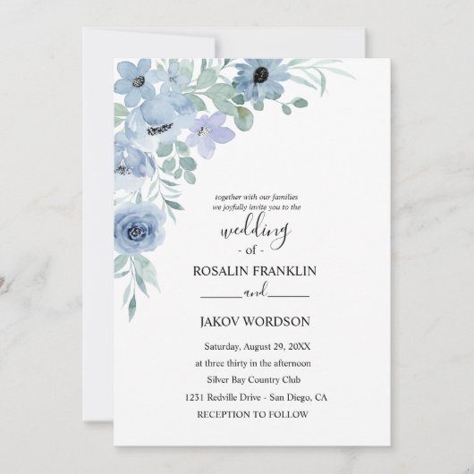 watercolor floral wedding Invitation (Devant)