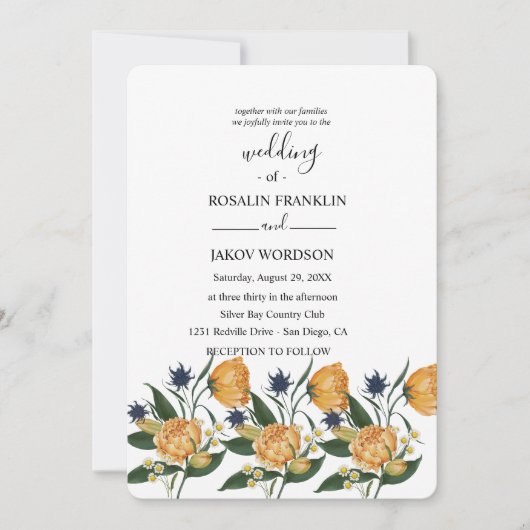 watercolor floral wedding Invitation (Devant)