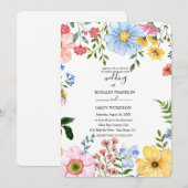 watercolor floral wedding Invitation (Devant / Derrière)