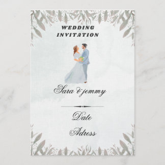 Watercolor Floral Wedding Invitation