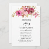 watercolor floral wedding Invitation (Devant / Derrière)