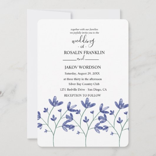 watercolor floral wedding Invitation (Devant)