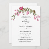 watercolor floral wedding Invitation (Devant / Derrière)