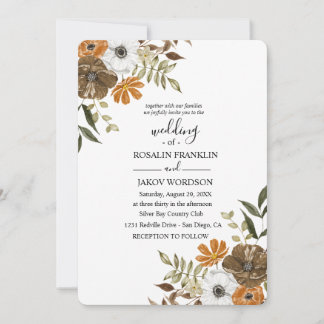 watercolor floral wedding Invitation Kaart
