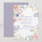 Watercolor Floral Wedding Invitation  Kaart (Voorkant / Achterkant)