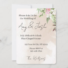 Watercolor Floral Wedding Invitation Kaart