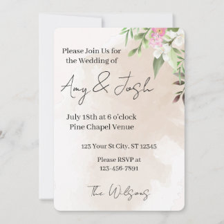 Watercolor Floral Wedding Invitation Kaart