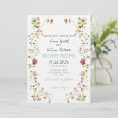 Watercolor Floral Wedding Invitation Template  (Debout devant)