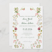 Watercolor Floral Wedding Invitation Template  (Devant / Derrière)