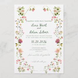 Watercolor Floral Wedding Invitation Template  Kaart