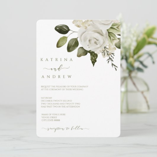 Watercolor Floral Wedding Invitations (Debout devant)