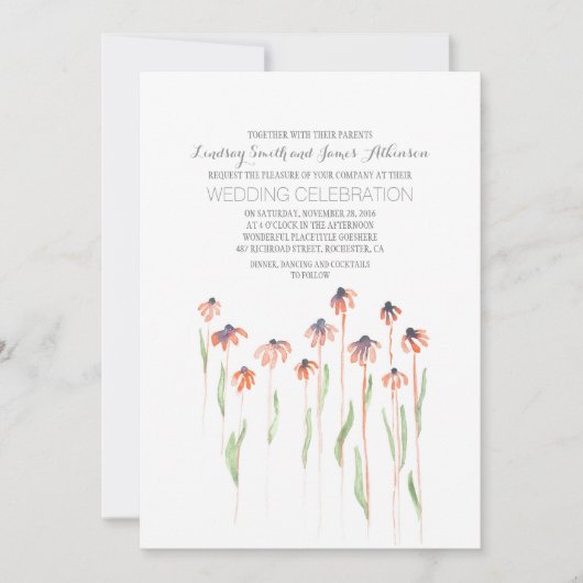 Watercolor Floral Wedding Invitations (Devant)