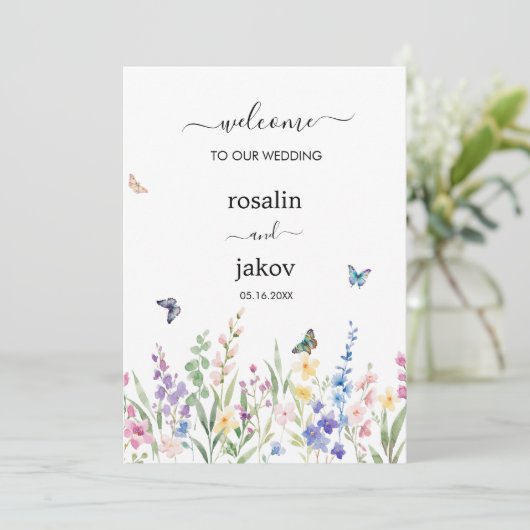 watercolor floral wedding  kaart (Staand voorkant)