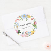 Watercolor Floral Wedding  Ronde Sticker (Envelop)