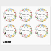 Watercolor Floral Wedding  Ronde Sticker (Vel)
