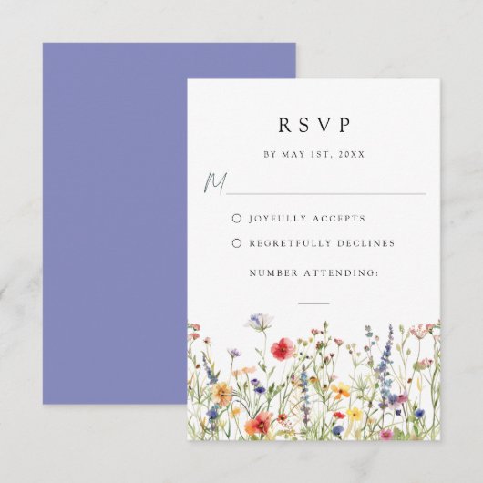 Watercolor Floral Wedding RSVP Card (Devant / Derrière)