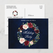 Watercolor Floral Wreath Fête Invitation (Devant / Derrière)