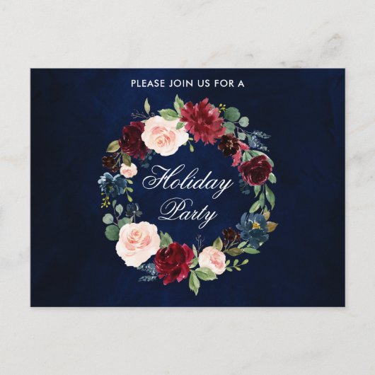 Watercolor Floral Wreath Fête Invitation (Devant)