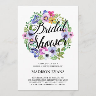 Watercolor Floral Wreath Invitation de douche nupt