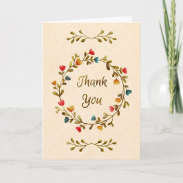 Watercolor Floral Wreath Thank You Kaart