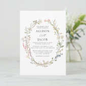 Watercolor Floral Wreath Wedding Kaart (Staand voorkant)