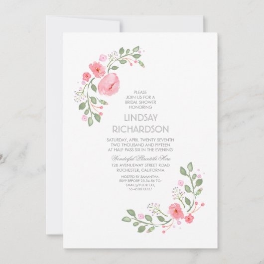 Watercolor Florals Invitation de douche nuptiale (Devant)