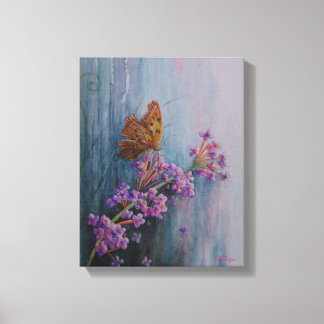 Watercolor Flower and Butterfly Canvas Afdruk