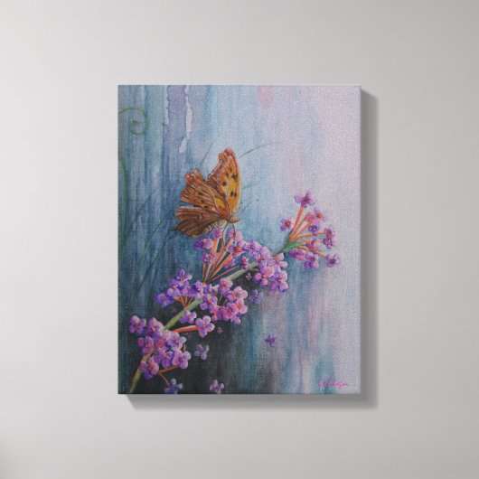 Watercolor Flower and Butterfly Canvas Afdruk (Voorkant)