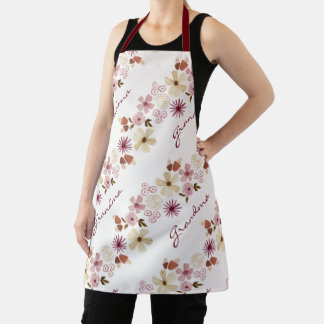 Watercolor Flower Botanical Burgundy Mother's Day  Schort