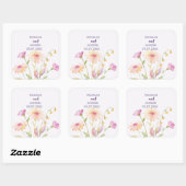 watercolor flower editable Invitation Vierkante Sticker (Vel)