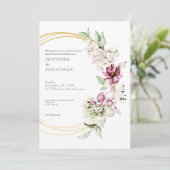 Watercolor Flower Floral Gold Wedding Invitation (Debout devant)