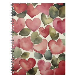 Watercolor. Flowering Hearts Notitieboek