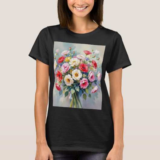 Watercolor flowers bouquet T-shirt (Devant)