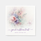Watercolor Flowers Custom Calligraphy Script Text Servet (Voorkant)
