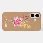 Watercolor Flowers Gold Personalized Iphone Case (Achterkant (horizontaal))
