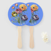 watercolor flowers handwaaier (Voorkant en achterkant)