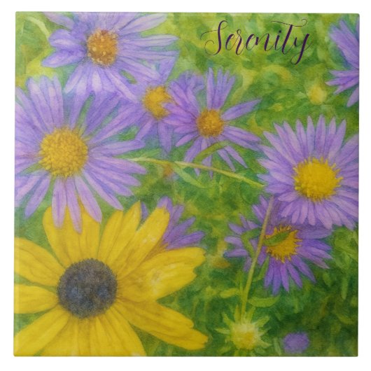 Watercolor Flowers Tegeltje (Voorkant)