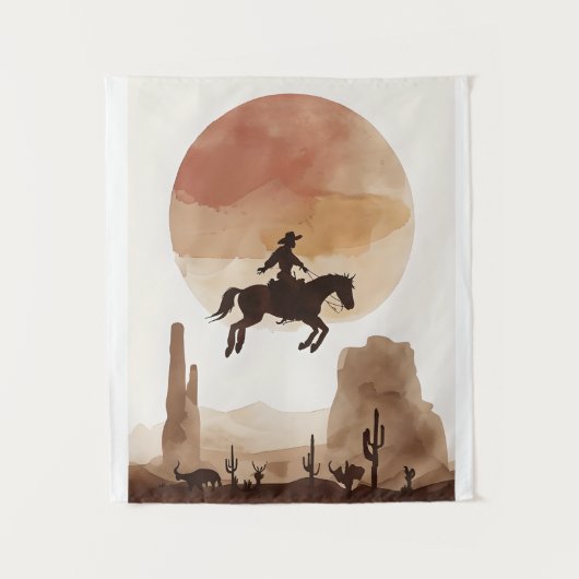 Watercolor Flying Cowboy Wandkleed (Voorkant)