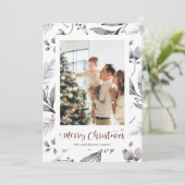 Watercolor Forest Green Photo Cartes de Noël (Debout devant)