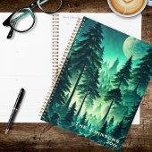 Watercolor Forest with Full Moon