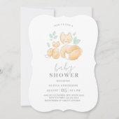 Watercolor Fox Family Baby shower Invitation (Devant)