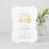 Watercolor Fox Family Baby shower Invitation (Debout devant)