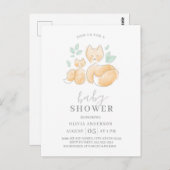 Watercolor Fox Family Baby shower Invitation (Devant / Derrière)