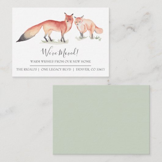 Watercolor Fox New Home Moving Faire-part (Devant / Derrière)