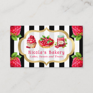 Watercolor Frambozen Cakes en Jam Banketbakkerij Visitekaartje