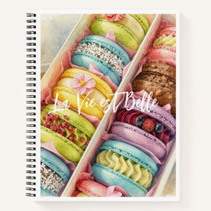 Watercolor Franse Macarons Doos Spiraal Notebook Notitieboek