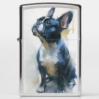 Watercolor French bulldog sitting